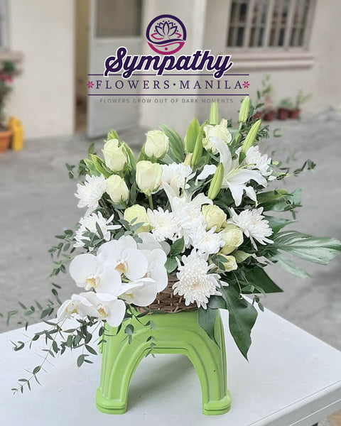 White Gillyflower Basket